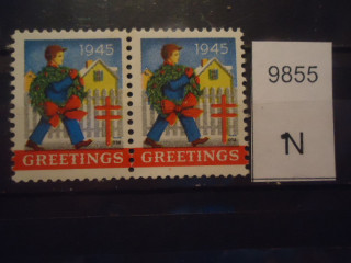 Фото марки Марки США и афилированных территорий 1945г Рождественские этикетки пара **