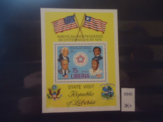 Фото марки Либерия 1976г блок **