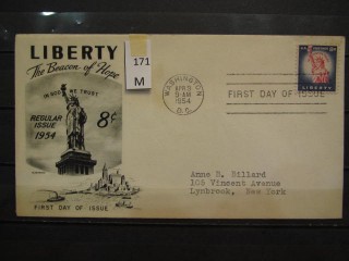 Фото марки США 1954г FDC (первый день гашения)