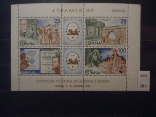 Фото марки Испания 1980г малый лист *