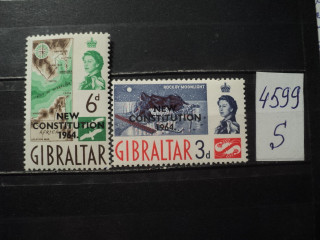 Фото марки Гибралтар надпечатка 1964г **