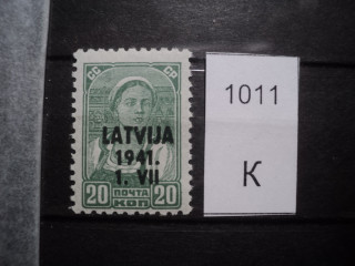 Фото марки Германская оккупация Латвии 1941г **