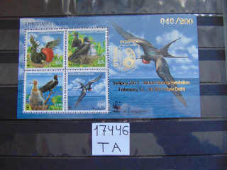 Фото марки Остров Рождества блок с надпечаткой 2010г **