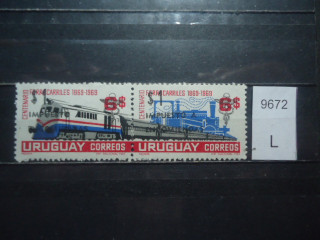Фото марки Уругвай серия сцепка 1969г **
