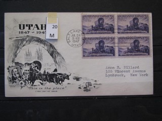 Фото марки США 1947г FDC (первый день гашения)