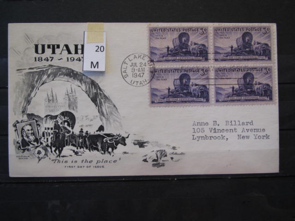 Фото марки США 1947г FDC (первый день гашения)