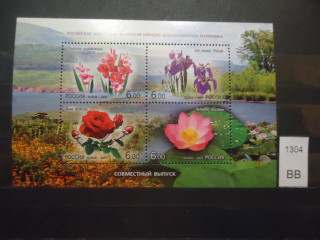 Фото марки Россия-Корея 2007г блок совместный выпуск **