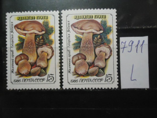 Фото марки СССР 1986г (разный оттенок гриба, фона, клея) *