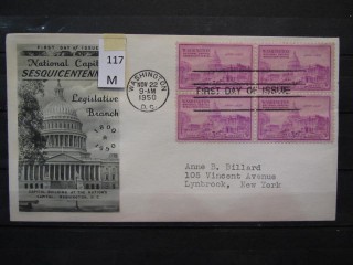 Фото марки США 1950г FDC (первый день гашения)