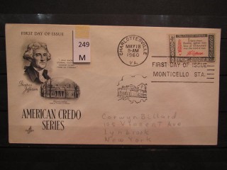 Фото марки США 1960г FDC (первый день гашения)
