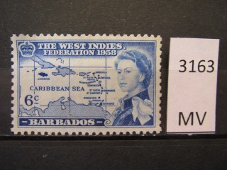 Фото марки Барбадос 1958г *
