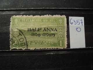 Фото марки Индийский штат Траванкор 1949г