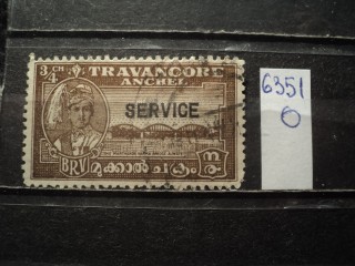 Фото марки Индийский штат Траванкор 1942г