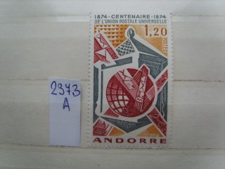 Фото марки Французская Андорра 1974г **