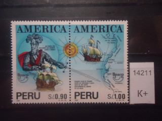 Фото марки Перу 1992г сцепка *
