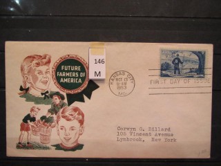 Фото марки США 1953г FDC (первый день гашения)