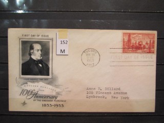 Фото марки США 1953г FDC (первый день гашения)