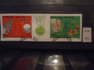 Фото марки Франц. Того сцепка с купоном 1985г