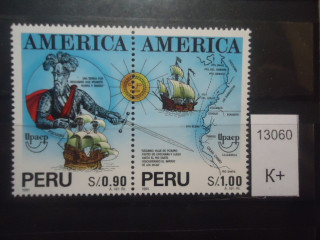 Фото марки Перу 1992г сцепка (Колумб) *