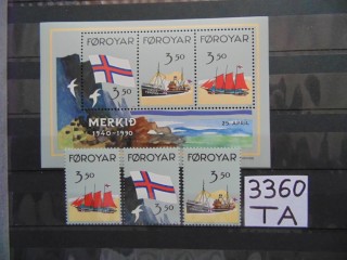 Фото марки Форерские острова блок+серия 1990г **