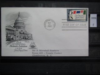 Фото марки США 1966г FDC (первый день гашения)