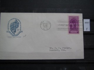 Фото марки США 1939г FDC (первый день гашения)