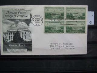 Фото марки США 1950г FDC (первый день гашения)
