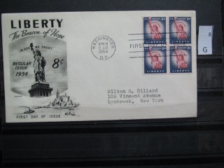 Фото марки США 1954г FDC (первый день гашения)