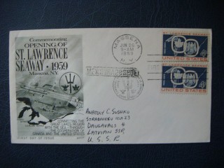 Фото марки США конверт 1959г **