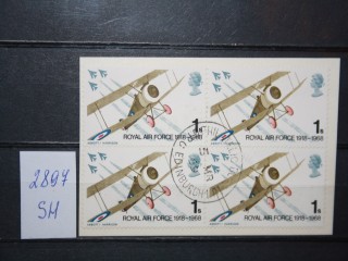 Фото марки Великобритания 1968г квартблок вырезка с конверта