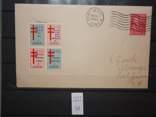 Фото марки США 1939г конверт с открыткой **