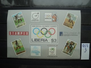 Фото марки Либерия блок 1988г **