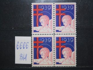 Фото марки США квартблок рождественских непочтовых марок 1939г **