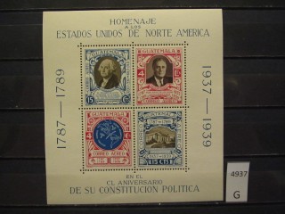 Фото марки Гватемала 1938г блок *