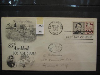 Фото марки США 1960г FDC (первый день гашения)