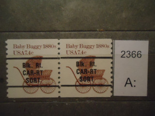 Фото марки США 1984г пара надпечатка Бюро гравирования и печати **