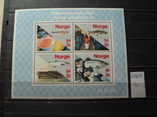 Фото марки Норвегия блок 1987г **
