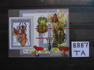 Фото марки Мадагаскар блок золотая надпечатка 1993г **