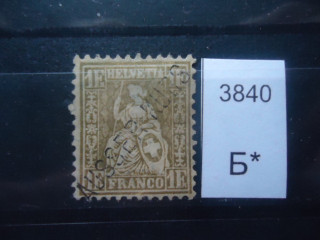 Фото марки Швейцария 1881г надпечатка *