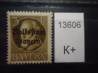 Фото марки Германия Бавария 1919г надпечатка *